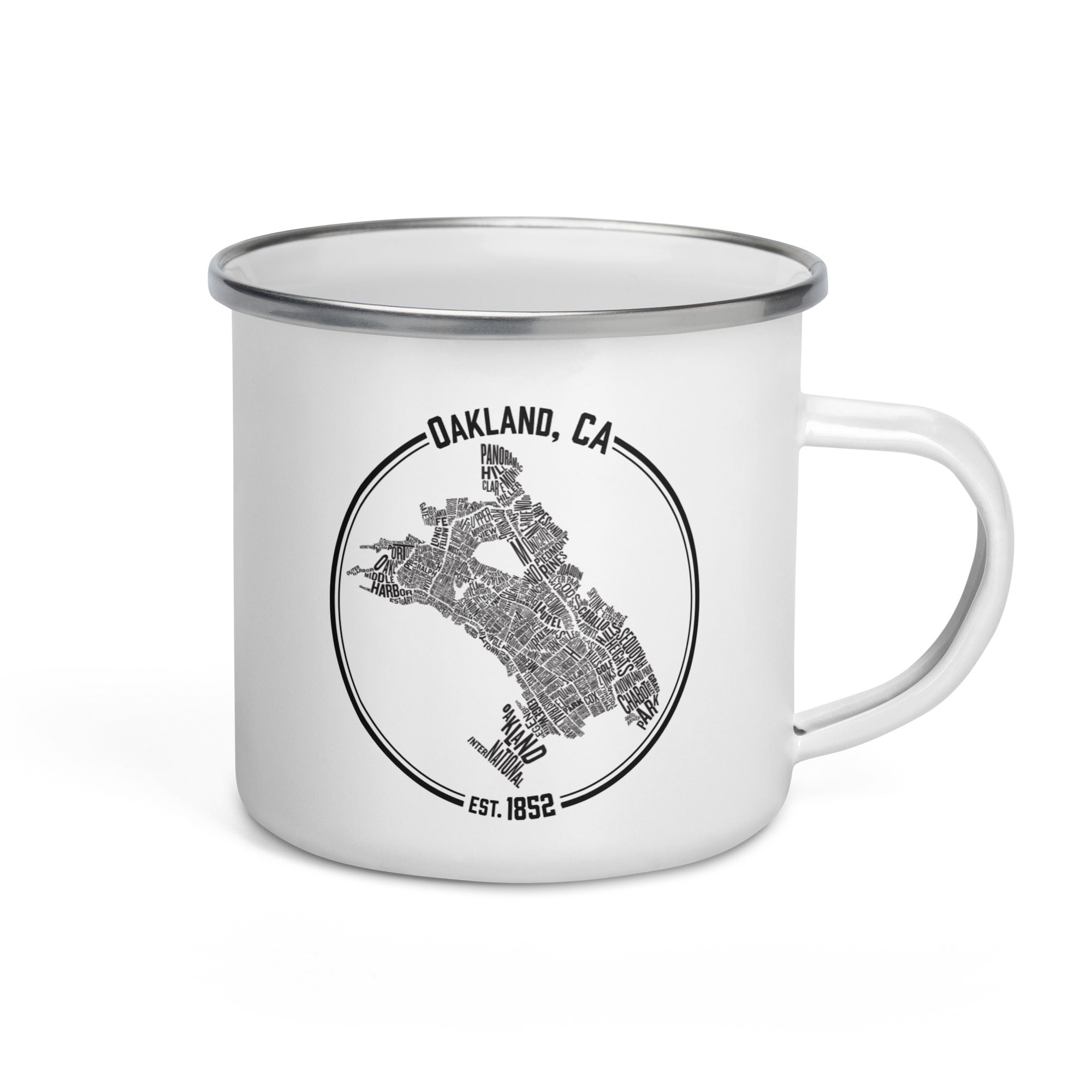 Oakland, CA Neighborhoods Enamel Mug
