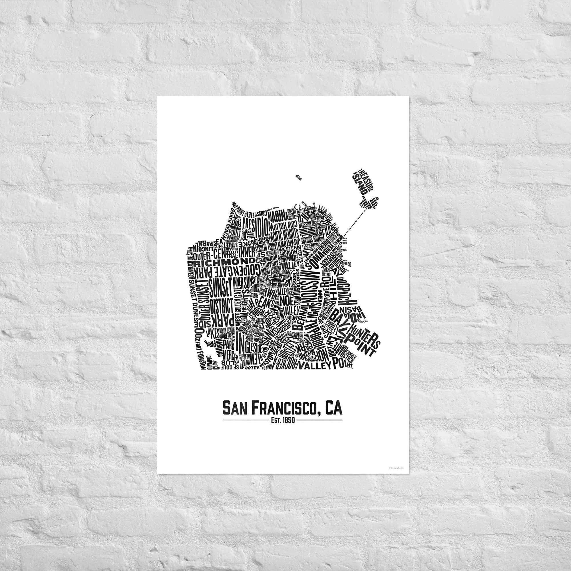 San Francisco Neighborhoods Matte Poster Print