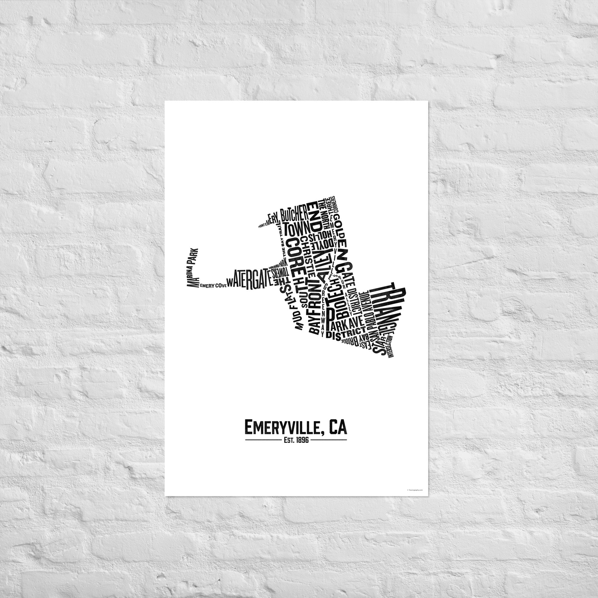 Emeryville, CA Neighborhoods Matte Poster Print