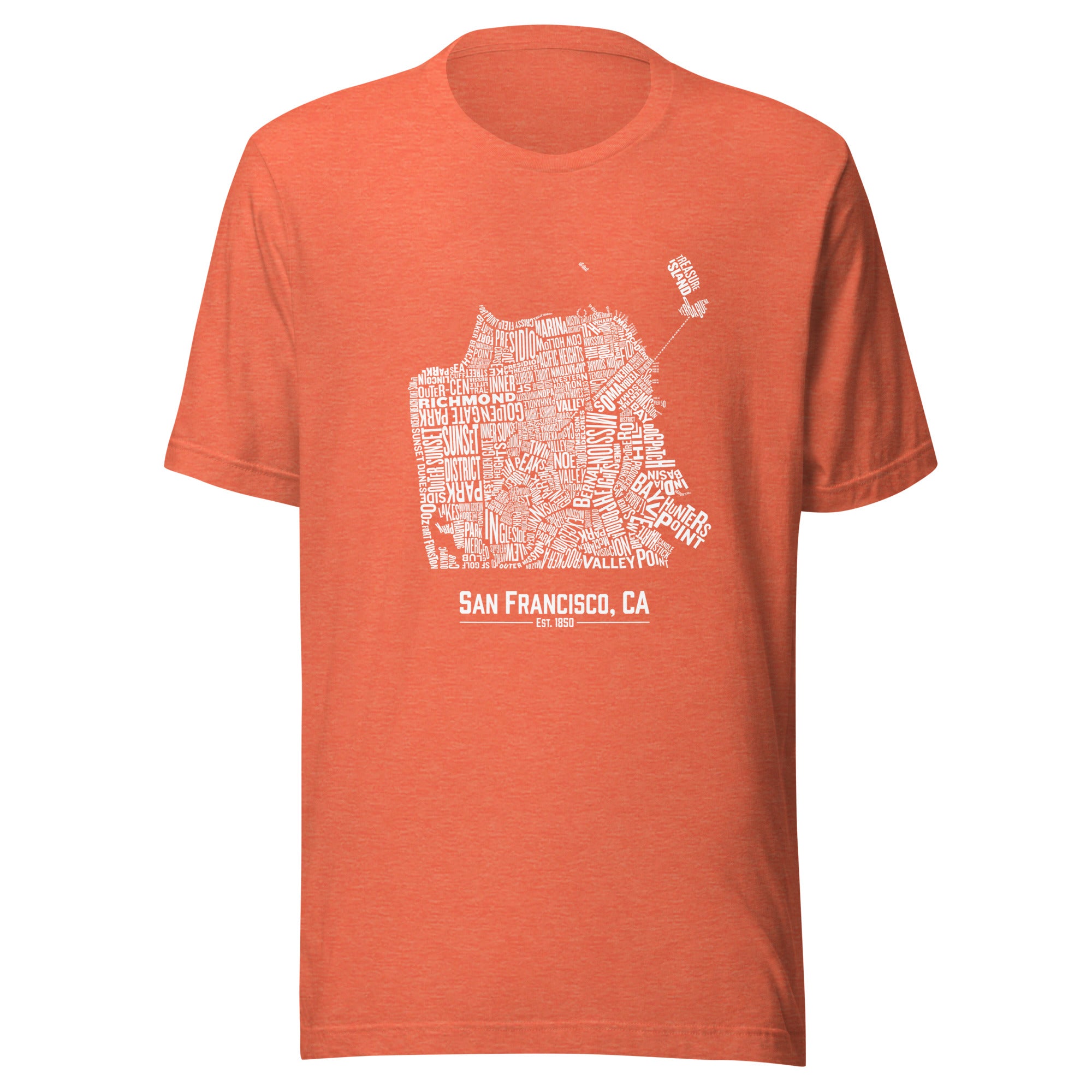 San Francisco Neighborhoods Typographic Map Unisex T-Shirt (White)