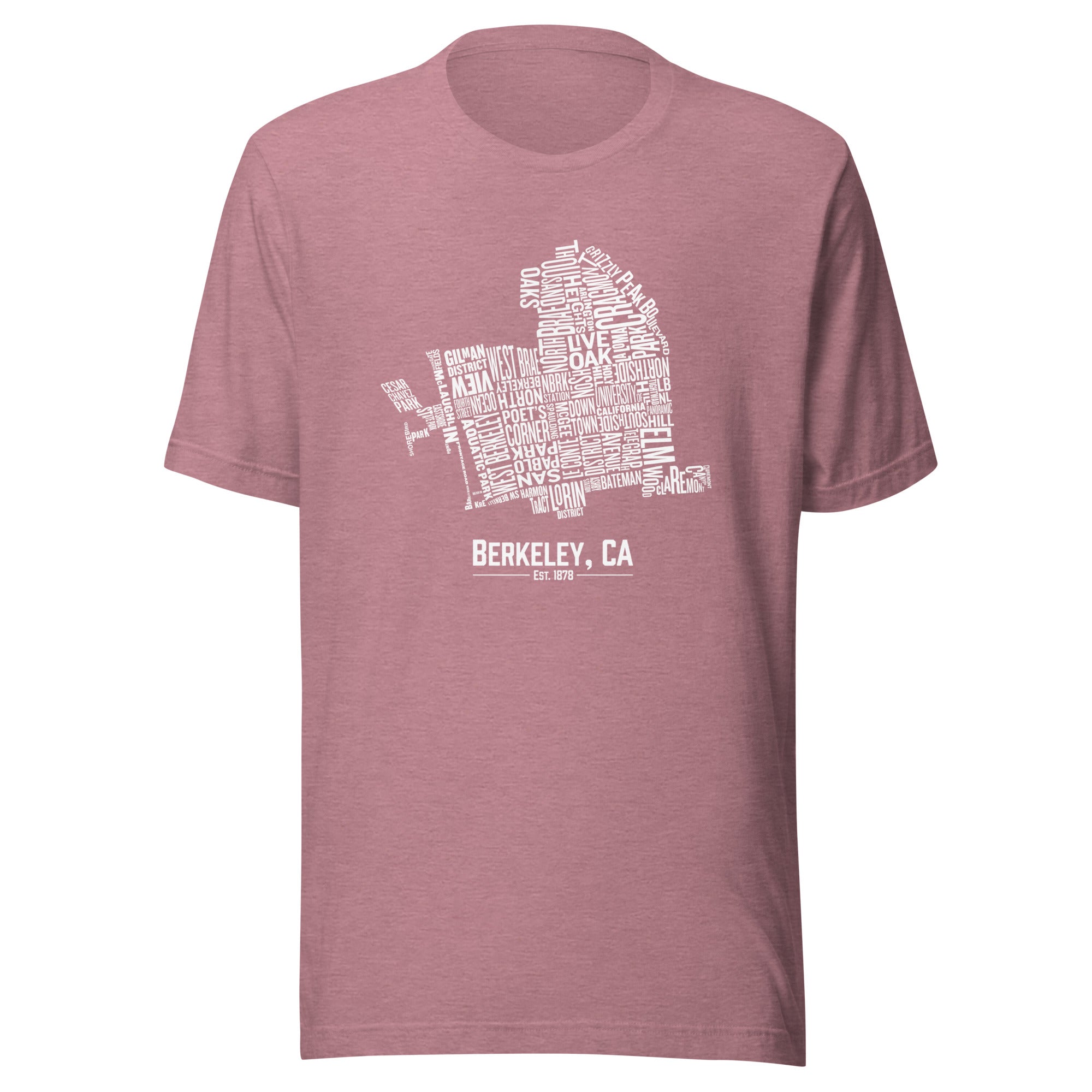 Berkeley, CA Neighborhoods Typographic Map Unisex T-Shirt (White)