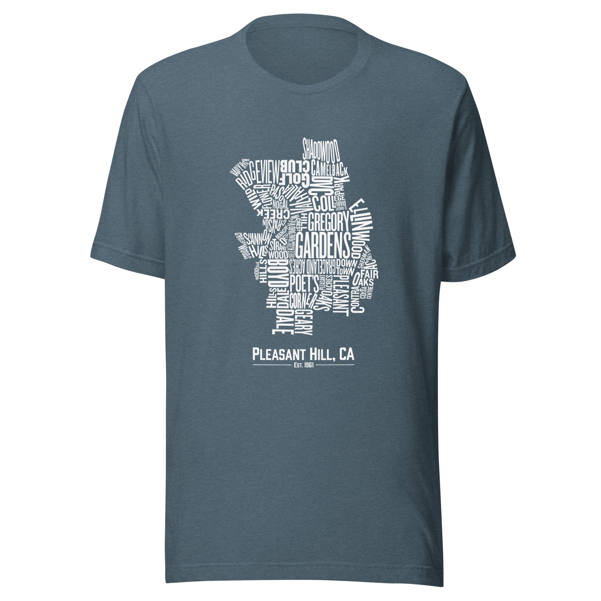 Pleasant Hill Neighborhoods Typographic Map Unisex T-Shirt (White)